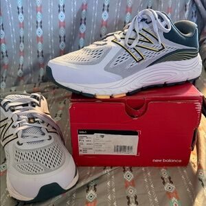 New Balance White and Yellow Athletic Sneakers